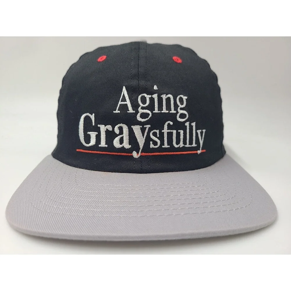 Vintage Aging Graysfully Snapback Hat Cap Funny‎ Humor Joke Men Women Black Gray